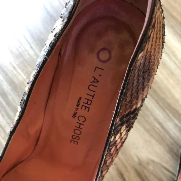 L'AUTRE CHOSE Snake Printed Leather Pumps Pointy - Picture 4 of 8